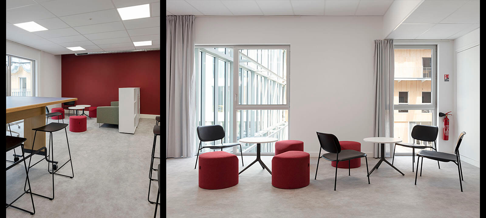 Photo d'architecture intérieur des espaces travail de l'école de design de Nantes par Gwenaelle Hoyet Atlantique pour IDM